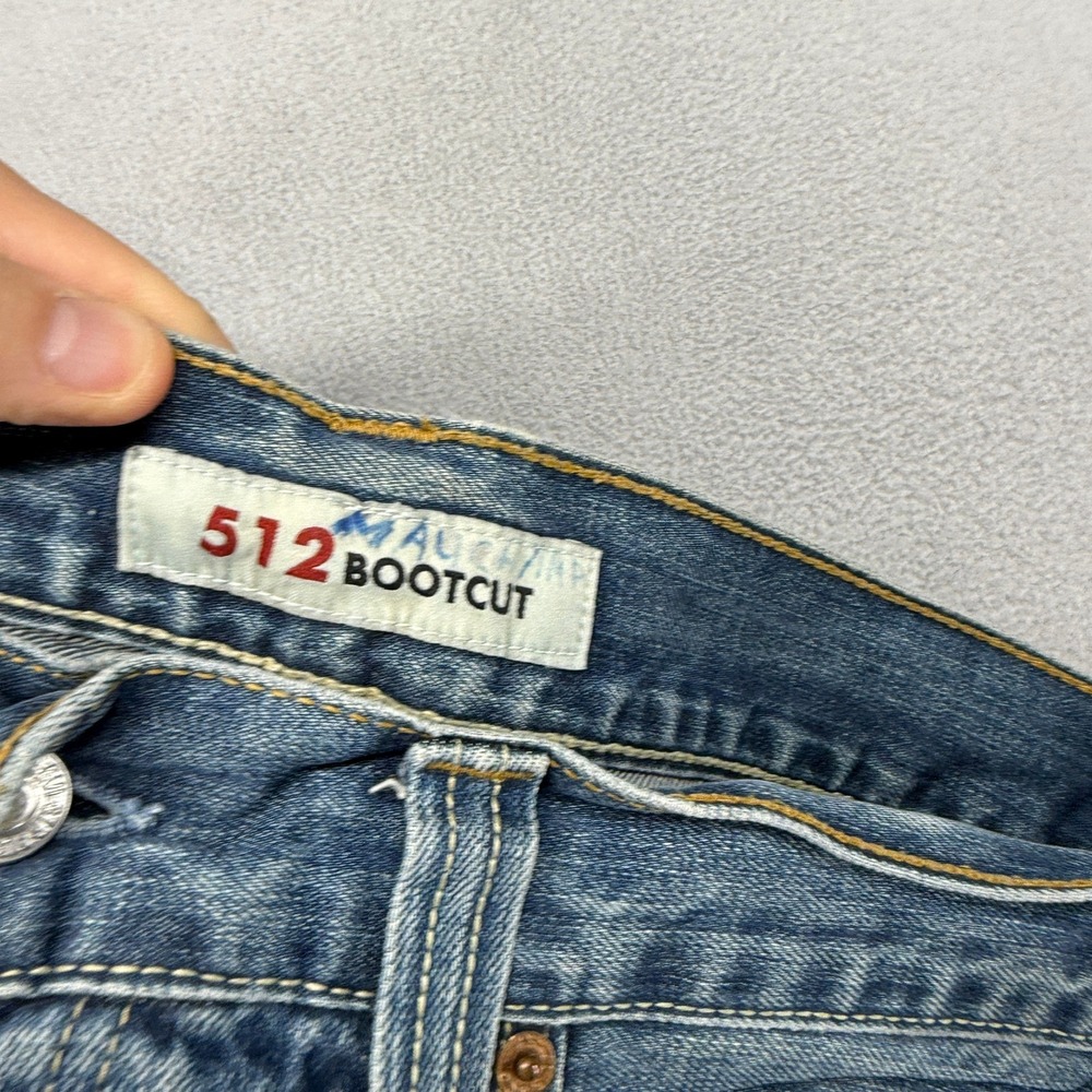 Vintage Levis Jeans Mens 33x34 Blue 512 Bootcut Denim Whisker Faded Baggy y2k - Picture 10 of 12